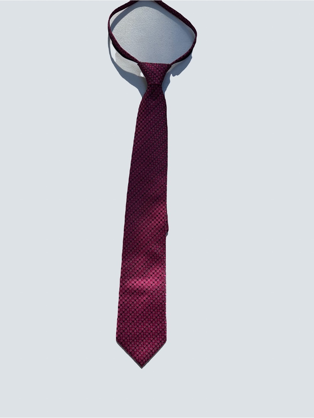 Mens Burgundy Geometric Silk Tie -